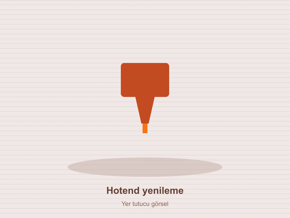 Yeni nozzle ve ısıtıcı blok takılmış 3D yazıcı hotend'inin yakın çekimi