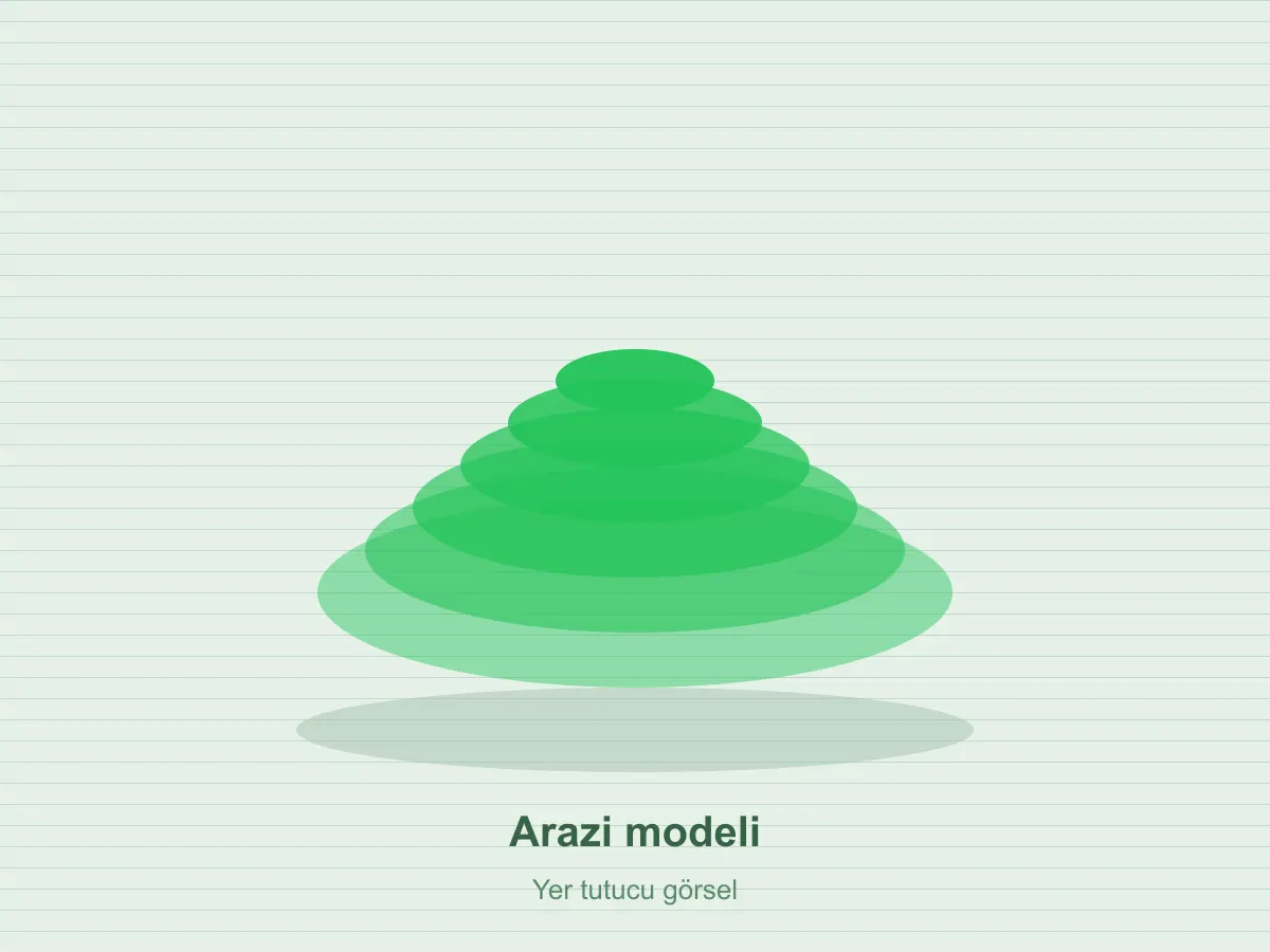Eş yükselti eğrileri katman katman görünen gri PLA topoğrafik arazi modeli