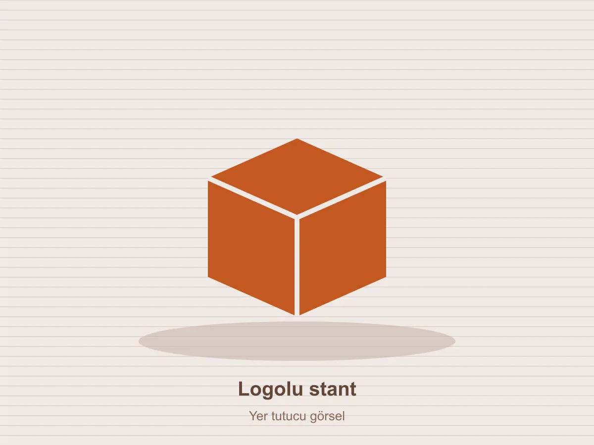 Kurumsal logolu, kartvizit bölmeli siyah ve turuncu masa standı