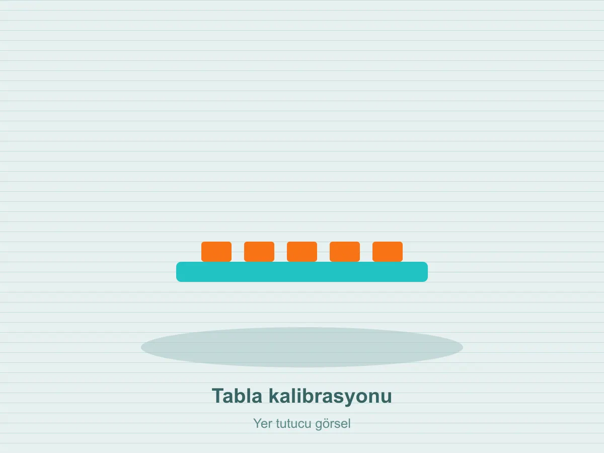 Seviyeleme sonrası tablada düzgün yayılmış ilk katman test baskısı